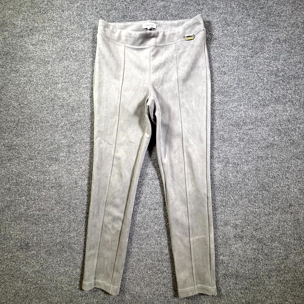 Calvin Klein Legging Pant Women's S Gray Polyester Suede Skinny Business Stretch